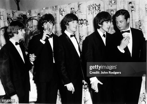 Photo of Brian EPSTEIN and BEATLES; Ringo Starr, Paul McCartney, John Lennon, George Harrison and Brian Epstein - posed, group shot - at the 'A Hard...