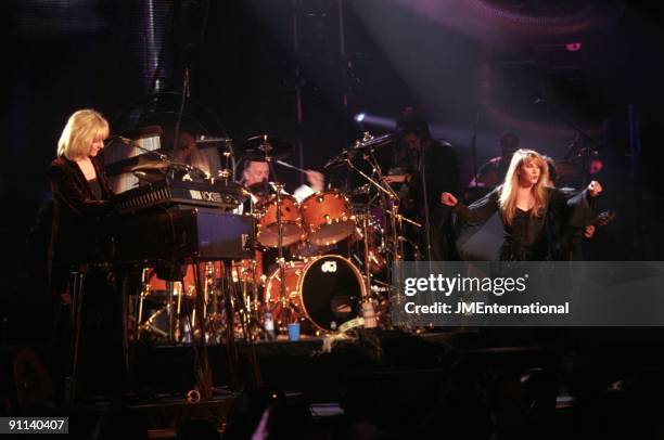 Photo of FLEETWOOD MAC, L-R: Christine McVie, Mick Fleetwood, Stevie Nicks - performing live onstage