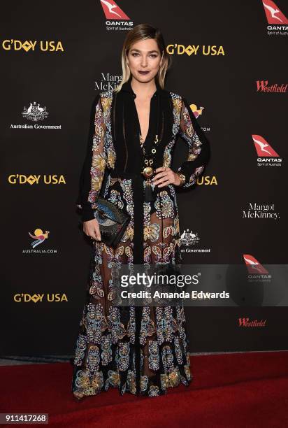 Model Ashley Hart arrives at the 2018 G'Day USA Los Angeles Black Tie Gala at the InterContinental Los Angeles Downtown on January 27, 2018 in Los...
