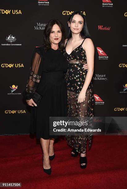 Actress Mary Coustas arrives at the 2018 G'Day USA Los Angeles Black Tie Gala at the InterContinental Los Angeles Downtown on January 27, 2018 in Los...