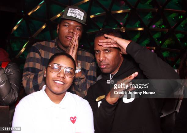 Jaak , Swaggy, and DJ Whoo Kid attend the Lexy Panterra Pre-Grammy Party at W Hotel Times Square on January 27, 2018 in New York City.