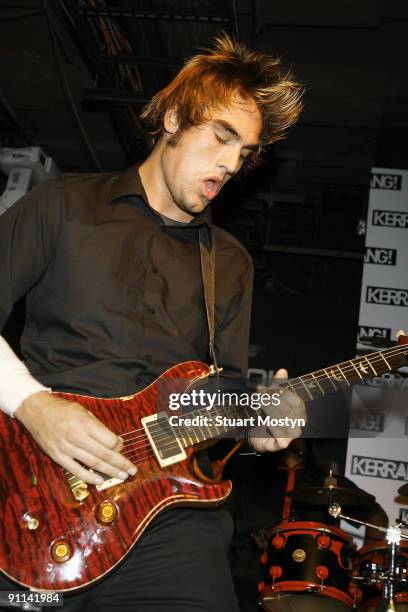 Photo of KERRANG DAY OF ROCK, Charlie Simpson of Fightstar performs at the Kerrang Day of Rock at Virgin Megastore in London