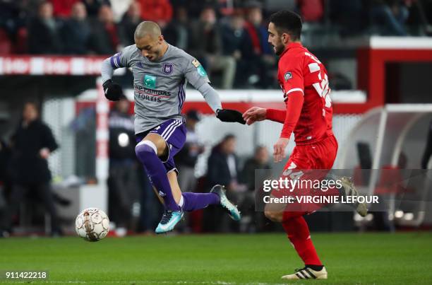 Anderlecht's Sofiane Hanni controls the ball on his way to score a goal during the Belgium Jupiler Pro League football match between Standard de...