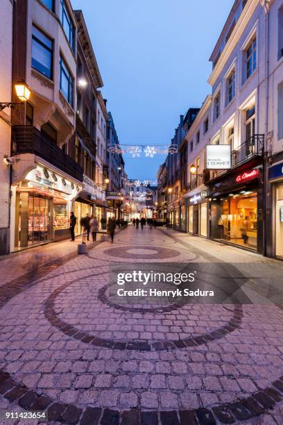panorama of liege at night - liegi foto e immagini stock
