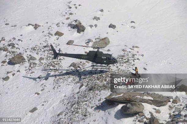 Members of the Polish K2 expedition rescue French climber Elisabeth Revol in Nanga Parbat on January 28, 2018. An elite group of climbers saved a...