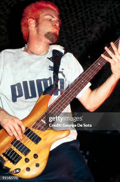 Sam Rivers of Limp Bizkit performs on stage circa 1999.