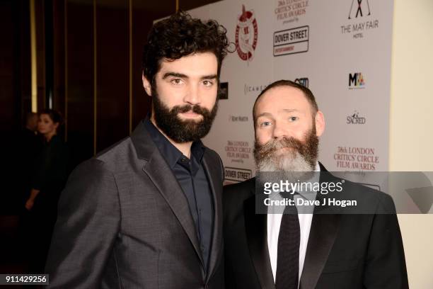 Alec Secareanu and Francis Lee attend London Film Critics' Circle Awards 2018 at The Mayfair Hotel on January 28, 2018 in London, England.