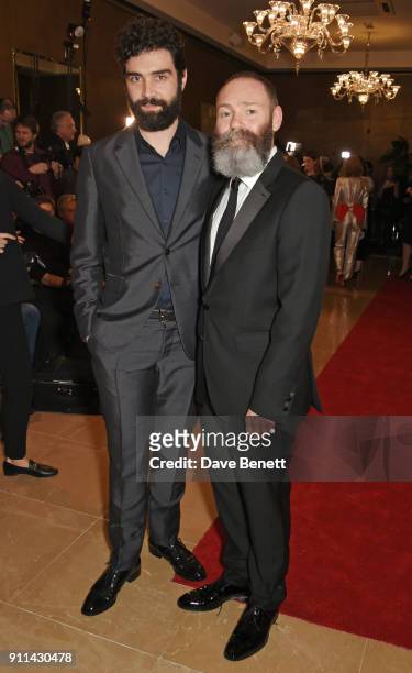Alec Secareanu and Francis Lee attend the London Film Critics' Circle Awards 2018 at The May Fair Hotel on January 28, 2018 in London, England.
