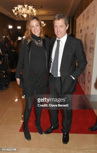 Anna Eberstein and Hugh Grant attend the London Film Critics' Circle Awards 2018 at The May Fair Hotel on January 28, 2018 in London, England.