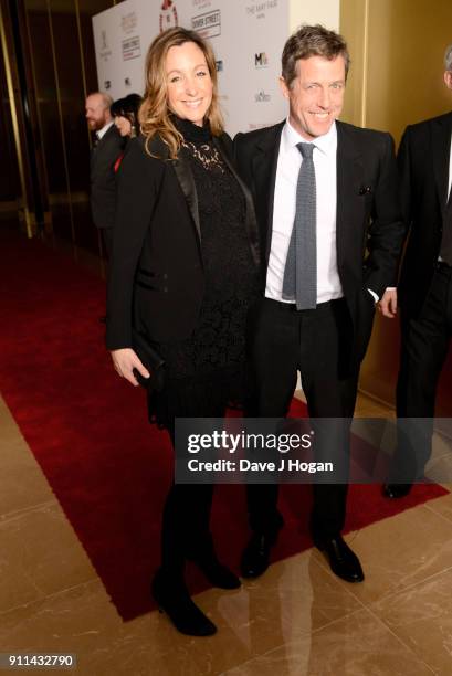 Anna Eberstein and Hugh Grant attend London Film Critics' Circle Awards 2018 at The Mayfair Hotel on January 28, 2018 in London, England.