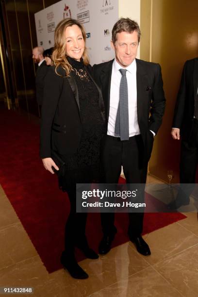 Anna Eberstein and Hugh Grant attend London Film Critics' Circle Awards 2018 at The Mayfair Hotel on January 28, 2018 in London, England.