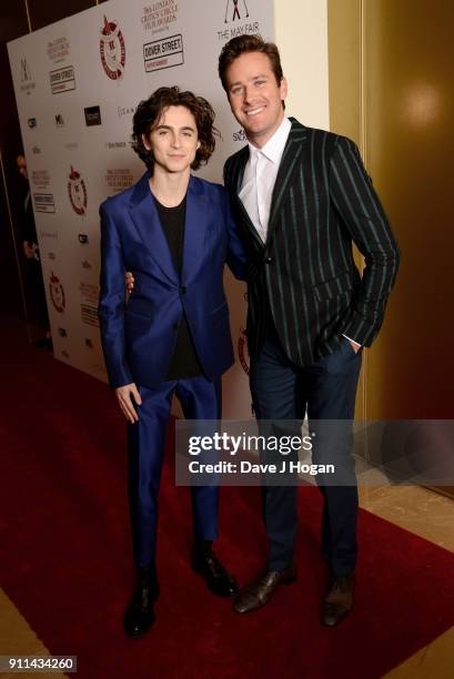 Timothee Chalamet and Armie Hammer attend London Film Critics' Circle Awards 2018 at The Mayfair Hotel on January 28, 2018 in London, England.