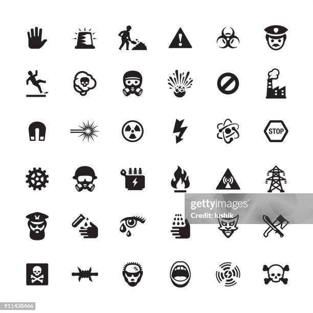 ilustraciones, imágenes clip art, dibujos animados e iconos de stock de señales de advertencia, miedo y el horror de los iconos - sustancia química