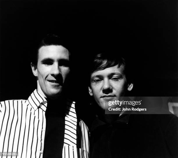 Photo of Bobby HATFIELD and Bill MEDLEY and RIGHTEOUS BROTHERS, Bill Medley & Bobby Hatfield posed at Television House, Kingsway