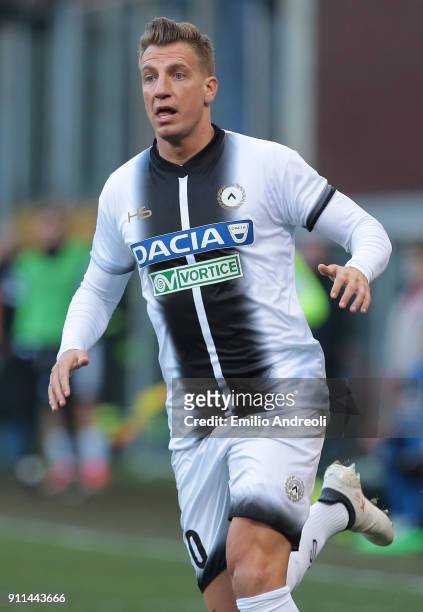 Maxi Lopez of Udinese Calcio looks on during the serie A match between Genoa CFC and Udinese Calcio at Stadio Luigi Ferraris on January 28, 2018 in...
