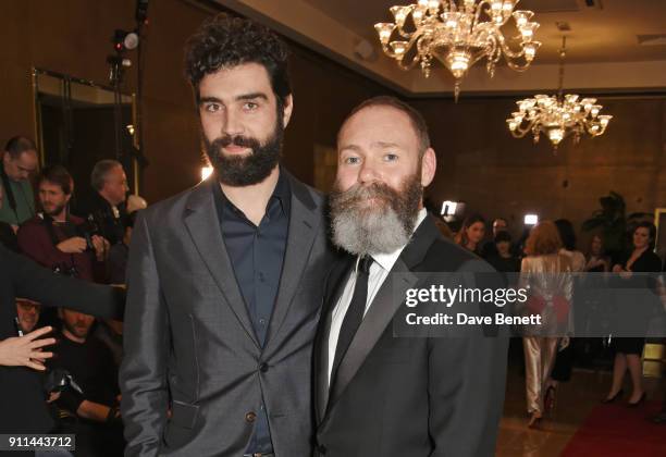 Alec Secareanu and Francis Lee attend the London Film Critics' Circle Awards 2018 at The May Fair Hotel on January 28, 2018 in London, England.