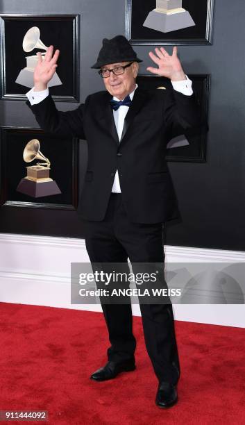 Antonio Adolfo arrives for the 60th Grammy Awards on January 28 in New York. / AFP PHOTO / ANGELA WEISS