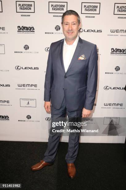 Joachim Llambi attends the Thomas Rath show during Platform Fashion January 2018 at Areal Boehler on January 28, 2018 in Duesseldorf, Germany.