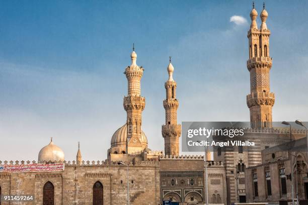 cairo. madrassa of sultan hassan & the mosque of al rifai. minarets - sultan hassan mosque stock-fotos und bilder