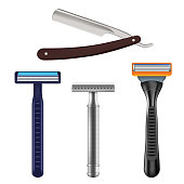 Shaving razor mockup set, vector realistic illustration
