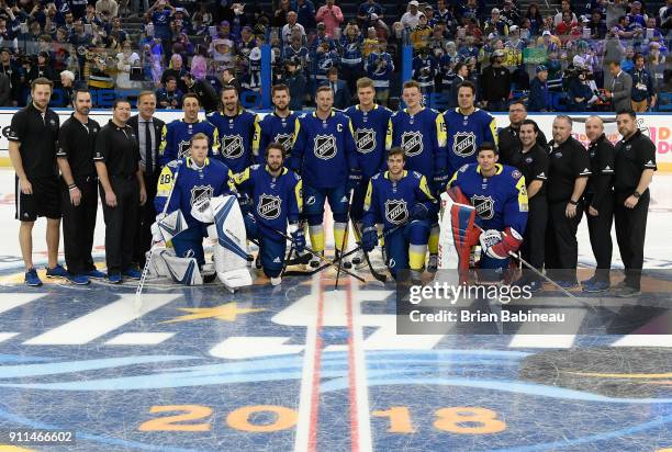 The Atlantic Division team poses for a photo prior to the 2018 Honda NHL All-Star Game at Amalie Arena on January 28, 2018 in Tampa, Florida.