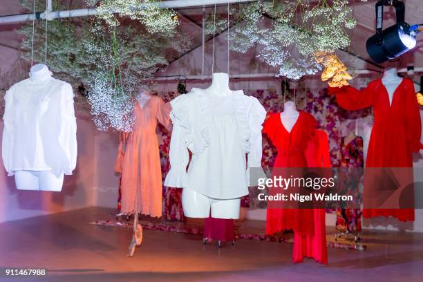 Presentation of the designer Pia Tjelta clothing line during the Fashion Week Oslo 2018 at Kongensgate 3 on January 28, 2018 in Oslo, Norway.