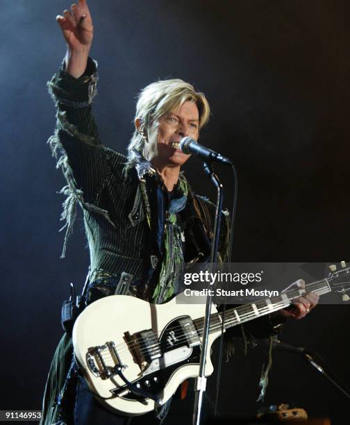 Photo of IOW FEST/STUART MOSTYN, David Bowie performs live on stage and headlines at Isle of Wight Festival Sunday 13 June 2004