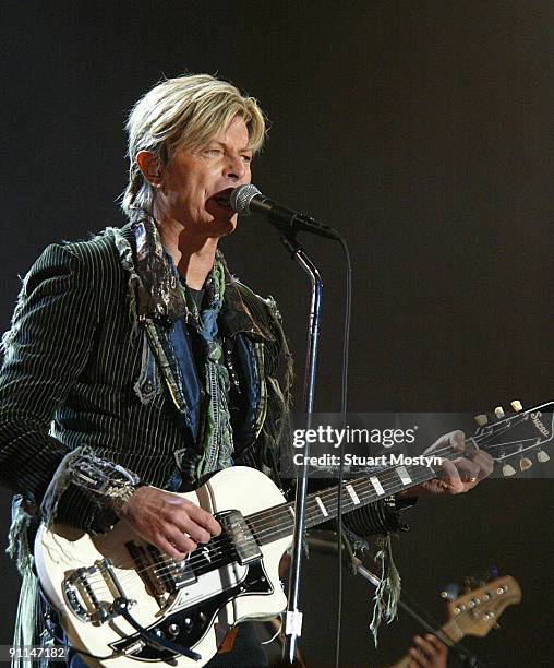Photo of IOW FEST/STUART MOSTYN, David Bowie performs live on stage and headlines at Isle of Wight Festival Sunday 13 June 2004