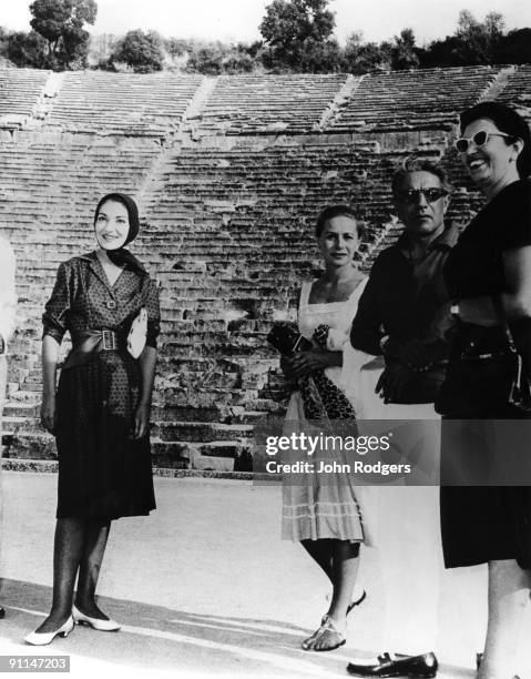 Photo of Maria CALLAS; L-R. Maria Callas and Mr & Mrs Aristotle Onasis