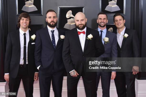 Musical group August Burns Red attends the 60th Annual GRAMMY Awards at Madison Square Garden on January 28, 2018 in New York City.