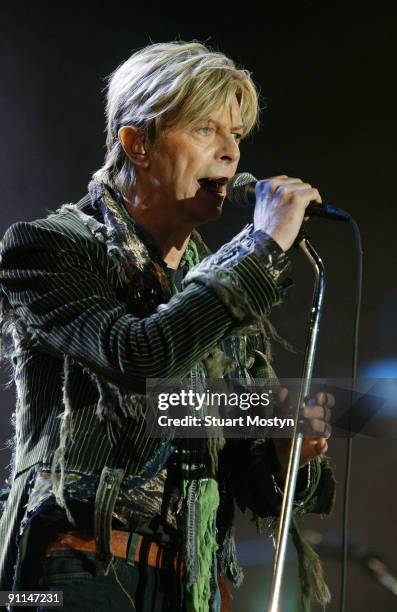 Photo of IOW FEST/STUART MOSTYN, David Bowie performs live on stage and headlines at Isle of Wight Festival Sunday 13 June 2004