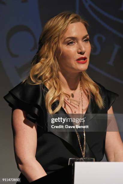 Kate Winslet accepts The Dilys Powell Award for Excellence in Film at the London Film Critics' Circle Awards 2018 at The May Fair Hotel on January...