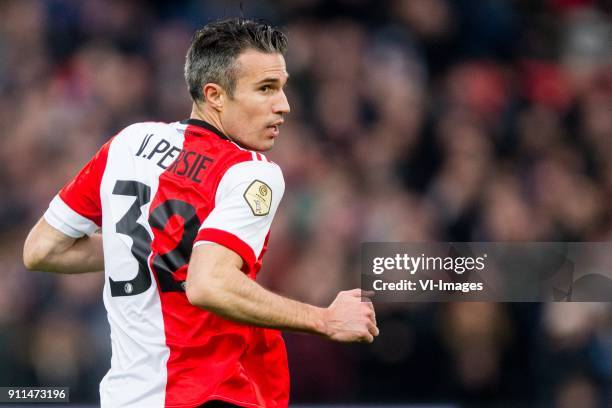 Robin van Persie of Feyenoord during the Dutch Eredivisie match between Feyenoord Rotterdam and ADO Den Haag at the Kuip on January 28, 2018 in...