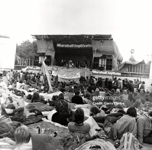 Photo of FESTIVALS, Stage and crowds watching at Weeley Festival, hippes, festivals