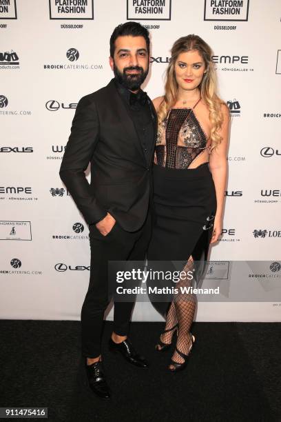 Murat Dagdelen and Christina Braun attend the Thomas Rath show during Platform Fashion January 2018 at Areal Boehler on January 28, 2018 in...