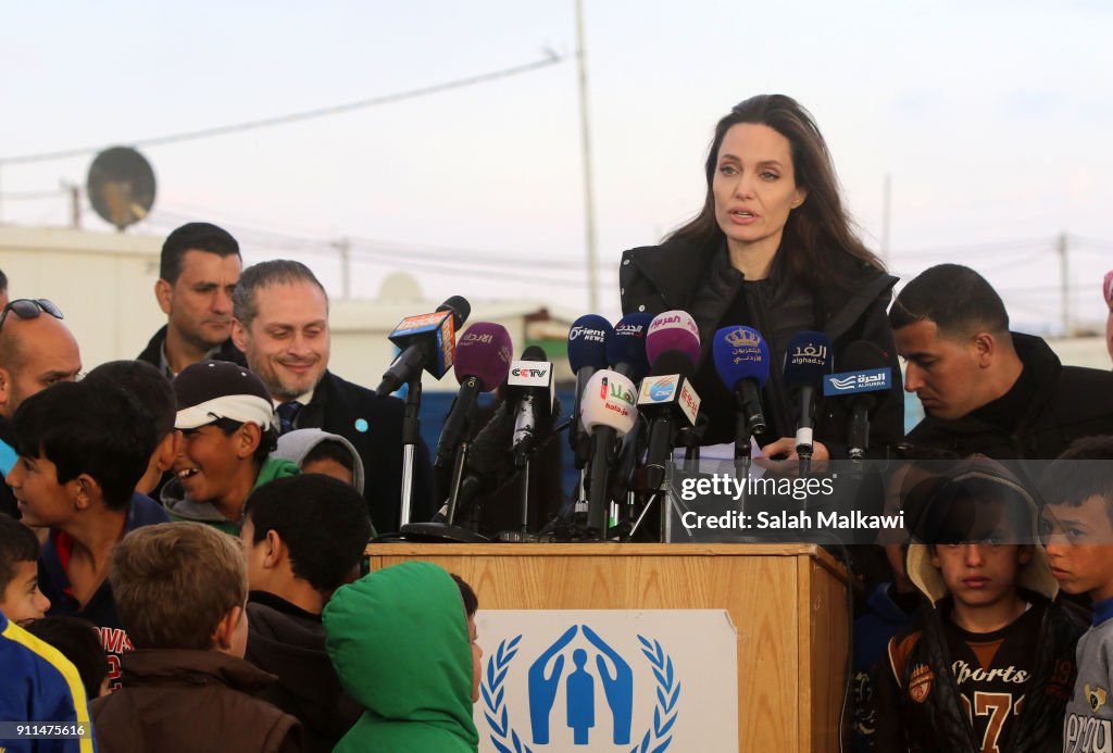 JOR: Angelina Jolie Visits Zaatari Refugees Camp