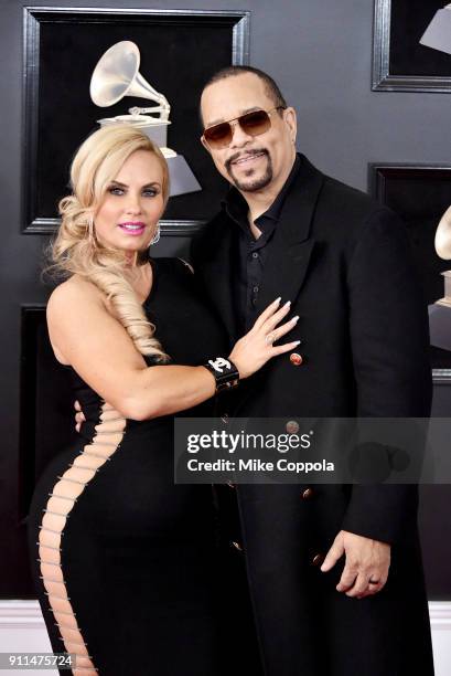 Actor Coco Austin and recording artist Ice-T attend the 60th Annual GRAMMY Awards at Madison Square Garden on January 28, 2018 in New York City.