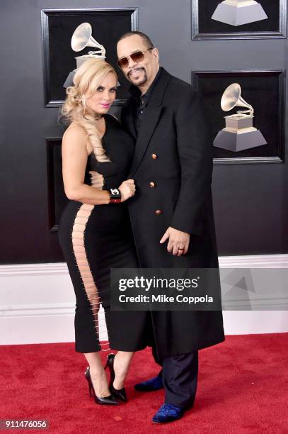 Actor Coco Austin and recording artist Ice-T attend the 60th Annual GRAMMY Awards at Madison Square Garden on January 28, 2018 in New York City.