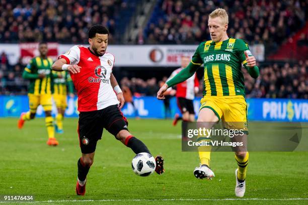 Tonny Vilhena of Feyenoord, Lex Immers of ADO Den Haag during the Dutch Eredivisie match between Feyenoord Rotterdam and ADO Den Haag at the Kuip on...