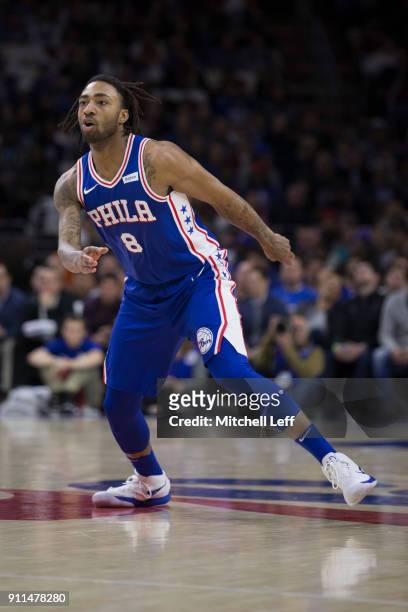 James Young of the Philadelphia 76ers in action against the Chicago Bulls at the Wells Fargo Center on January 24, 2018 in Philadelphia,...