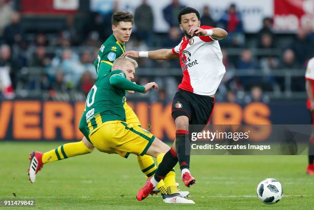 Danny Bakker of ADO Den Haag, Lex Immers of ADO Den Haag, Tonny Vilhena of Feyenoord during the Dutch Eredivisie match between Feyenoord v ADO Den...