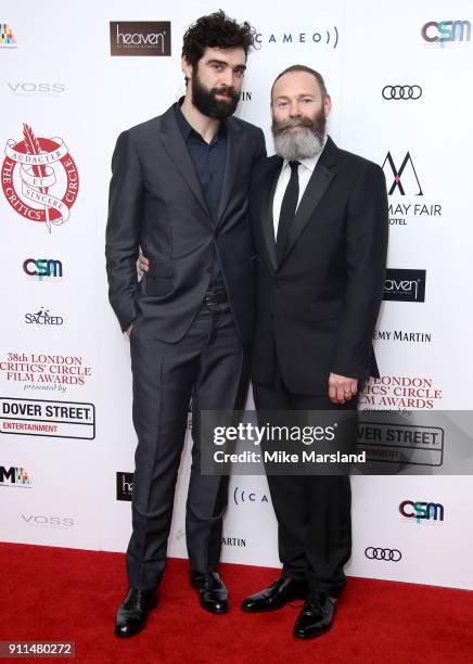 Alec Secareanu and Francis Lee attend the London Film Critics Circle Awards 2018 at The Mayfair Hotel on January 28, 2018 in London, England.