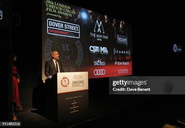 Rich Cline speaks at the London Film Critics' Circle Awards 2018 at The May Fair Hotel on January 28, 2018 in London, England.