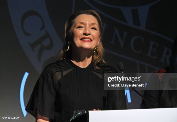 Lesley Manville, winner of the Supporting Actress award for "Phantom Thread", attends the London Film Critics' Circle Awards 2018 at The May Fair...