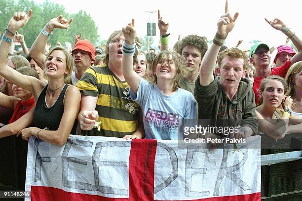 3rd JULY: Photo of FESTIVALS; Werchterrock, Werchter, Crowds, Audience watch the rock band Feeder perform live at Werchterrock Festival on 3rd July...