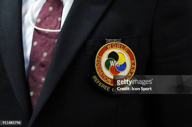Illustration of the referee commission's badge the Open Paris Karate 2018, Day 3, at Stade Pierre de Coubertin on January 28, 2018 in Paris, France.