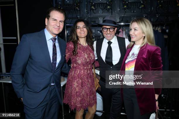 Vincent De Paul, Sevgi Schaefer, Thomas Rath and Sibel Brozat attend the Thomas Rath show during Platform Fashion January 2018 at Areal Boehler on...