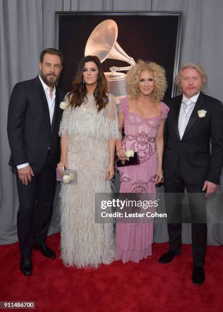 Jimi Westbrook, Karen Fairchild, Kimberly Schlapman and Philip Sweet of Little Big Town attend the 60th Annual GRAMMY Awards at Madison Square Garden...