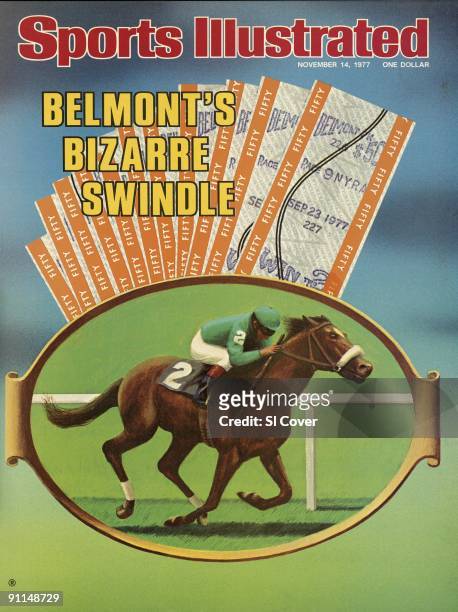 November 14, 1977 Sports Illustrated via Getty Images Cover: Horse Racing: Illustration of betting ticket stubs and miscellaneous action, by Art...