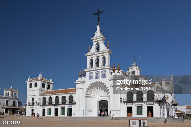 our lady church in el rocio, almonte, andalusia, spain - meta turistica stock pictures, royalty-free photos & images